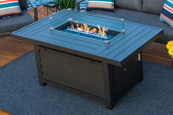 52" Rectangular Chat Height Aluminum Fire Pit Table