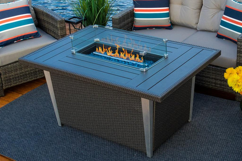 52" Rectangular Chat Height Outdoor Propane Gas Fire Pit Table in Gray