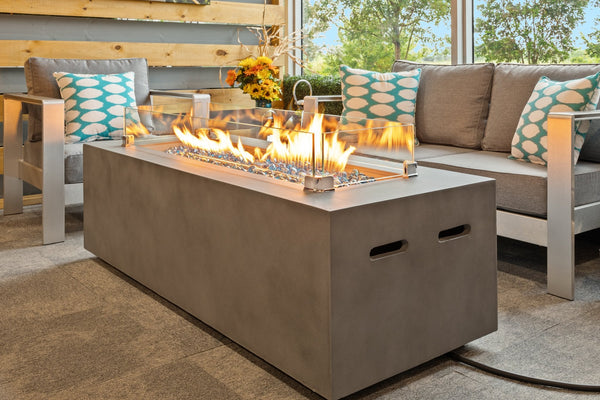 60" Rectangular Outdoor Propane Gas Fire Pit Table in Gray