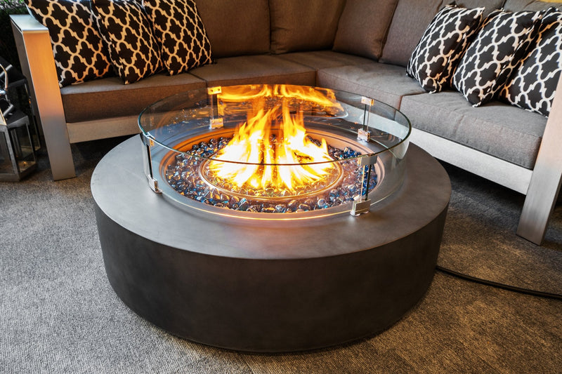 42" Round Outdoor Propane Gas Fire Pit Table in Brown