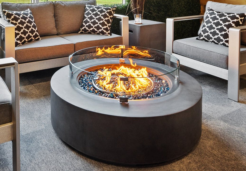 42" Round Outdoor Propane Gas Fire Pit Table in Gray