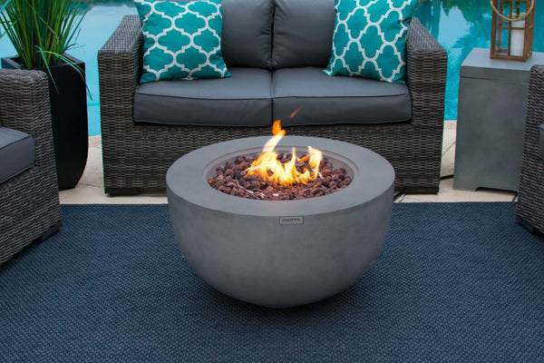 30" Outdoor Propane Gas Fire Pit Table Bowl in Gray