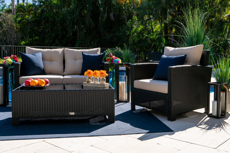 Bari 4 Piece Outdoor Conversation Sofa Set in Espresso Brown