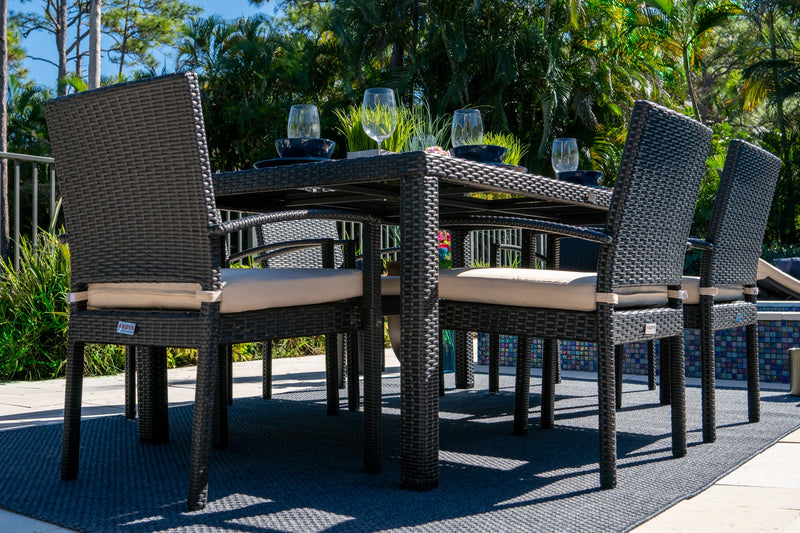 Bari 9 Piece Outdoor Dining Table Set in Espresso Brown