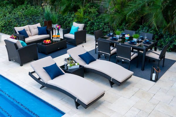 Bari 14 Piece Combination Outdoor Furniture Set in Espresso Brown