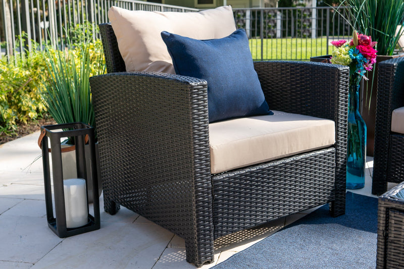 Bari 4 Piece Outdoor Conversation Sofa Set (L) in Espresso Brown