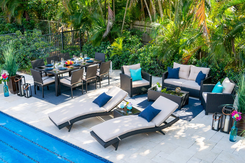 Bari 16 Piece Combination Outdoor Furniture Set in Espresso Brown