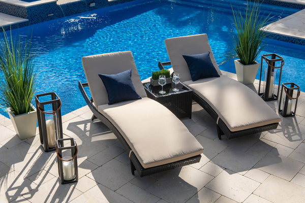 Bari 3 Piece Outdoor Chaise Lounge Set in Espresso Brown