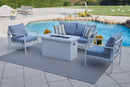 42" Concrete Chat Height Fire Pit Table in White