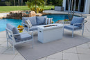 42" Concrete Chat Height Fire Pit Table in White